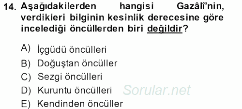 Mantığın Gelişimi 2013 - 2014 Ara Sınavı 14.Soru