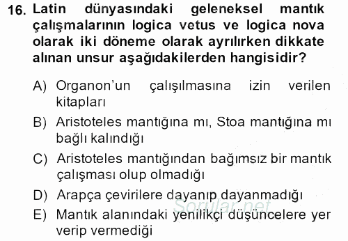 Mantığın Gelişimi 2013 - 2014 Ara Sınavı 16.Soru