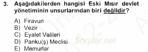 Genel Uygarlık Tarihi 2012 - 2013 Ara Sınavı 3.Soru