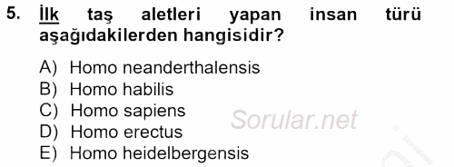 Genel Uygarlık Tarihi 2012 - 2013 Ara Sınavı 5.Soru