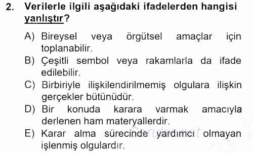 Sağlık Kurumlarında Bilgi Sistemleri 2012 - 2013 Dönem Sonu Sınavı 2.Soru