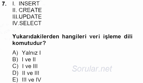 Sağlık Kurumlarında Bilgi Sistemleri 2012 - 2013 Dönem Sonu Sınavı 7.Soru