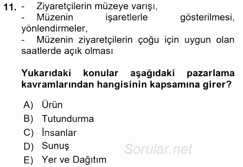 Müzecilik ve Sergileme 2016 - 2017 Dönem Sonu Sınavı 11.Soru