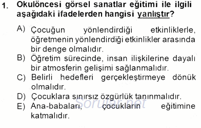 Görsel Sanatlar Eğitimi 2014 - 2015 Ara Sınavı 1.Soru