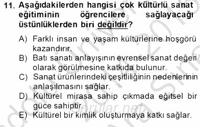 Görsel Sanatlar Eğitimi 2014 - 2015 Ara Sınavı 11.Soru