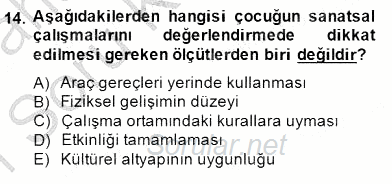 Görsel Sanatlar Eğitimi 2014 - 2015 Ara Sınavı 14.Soru