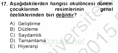 Görsel Sanatlar Eğitimi 2014 - 2015 Ara Sınavı 17.Soru