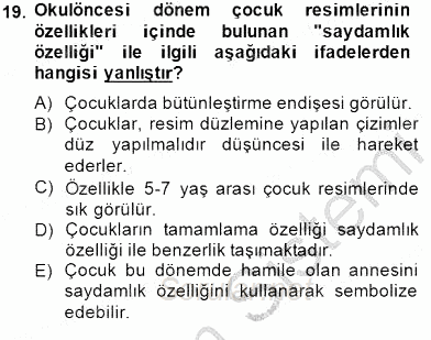 Görsel Sanatlar Eğitimi 2014 - 2015 Ara Sınavı 19.Soru