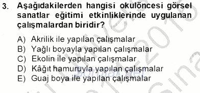 Görsel Sanatlar Eğitimi 2014 - 2015 Ara Sınavı 3.Soru
