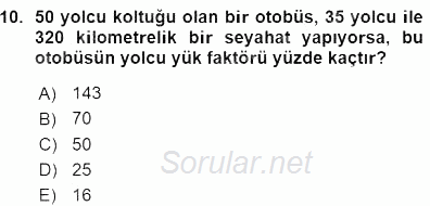 Turizm Ulaştırması 2015 - 2016 Ara Sınavı 10.Soru