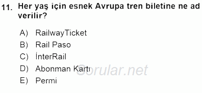 Turizm Ulaştırması 2015 - 2016 Ara Sınavı 11.Soru