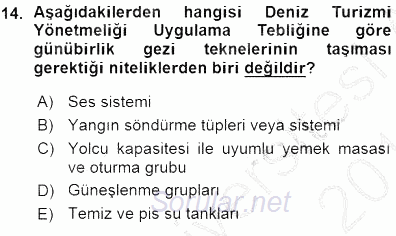 Turizm Ulaştırması 2015 - 2016 Ara Sınavı 14.Soru