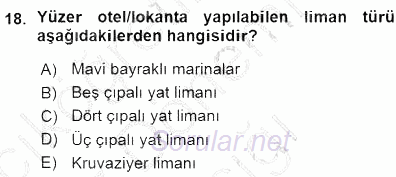 Turizm Ulaştırması 2015 - 2016 Ara Sınavı 18.Soru