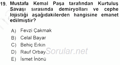 Turizm Ulaştırması 2015 - 2016 Ara Sınavı 19.Soru