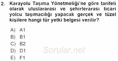 Turizm Ulaştırması 2015 - 2016 Ara Sınavı 2.Soru