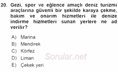Turizm Ulaştırması 2015 - 2016 Ara Sınavı 20.Soru