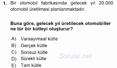 Coğrafi Bilgi Sistemleri İçin Temel İstatistik 2017 - 2018 3 Ders Sınavı 1.Soru
