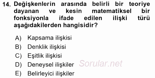 Coğrafi Bilgi Sistemleri İçin Temel İstatistik 2017 - 2018 3 Ders Sınavı 14.Soru