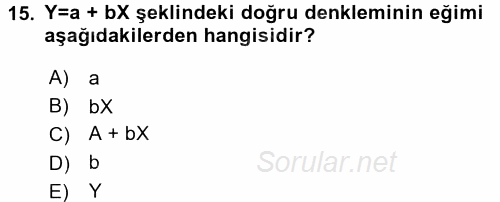 Coğrafi Bilgi Sistemleri İçin Temel İstatistik 2017 - 2018 3 Ders Sınavı 15.Soru