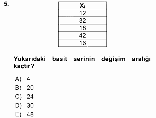 Coğrafi Bilgi Sistemleri İçin Temel İstatistik 2017 - 2018 3 Ders Sınavı 5.Soru