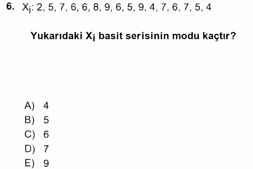 Coğrafi Bilgi Sistemleri İçin Temel İstatistik 2017 - 2018 3 Ders Sınavı 6.Soru