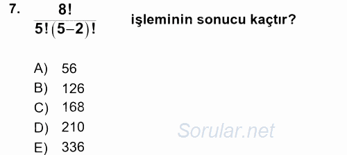Coğrafi Bilgi Sistemleri İçin Temel İstatistik 2017 - 2018 3 Ders Sınavı 7.Soru