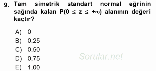 Coğrafi Bilgi Sistemleri İçin Temel İstatistik 2017 - 2018 3 Ders Sınavı 9.Soru