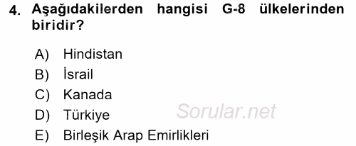 Ekonominin Güncel Sorunları 2017 - 2018 Dönem Sonu Sınavı 4.Soru