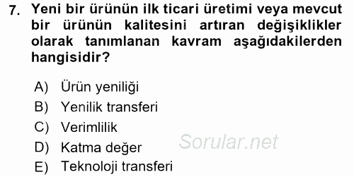 Ekonominin Güncel Sorunları 2017 - 2018 Dönem Sonu Sınavı 7.Soru