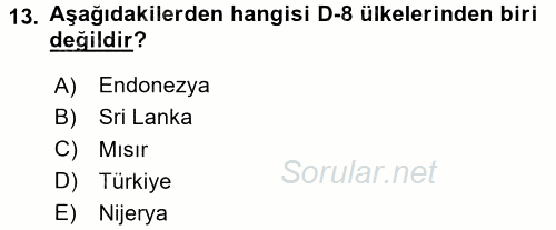 Orta Doğuda Siyaset 2017 - 2018 3 Ders Sınavı 13.Soru