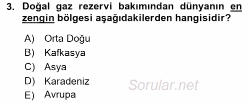 Orta Doğuda Siyaset 2017 - 2018 3 Ders Sınavı 3.Soru