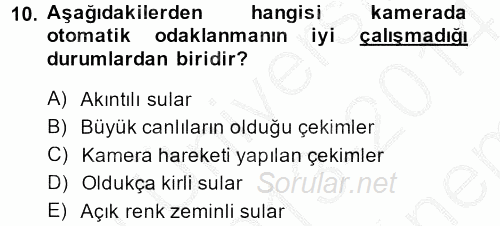 Videonun Kullanım Alanları 2013 - 2014 Dönem Sonu Sınavı 10.Soru