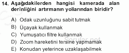 Videonun Kullanım Alanları 2013 - 2014 Dönem Sonu Sınavı 14.Soru