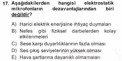 Videonun Kullanım Alanları 2013 - 2014 Dönem Sonu Sınavı 17.Soru