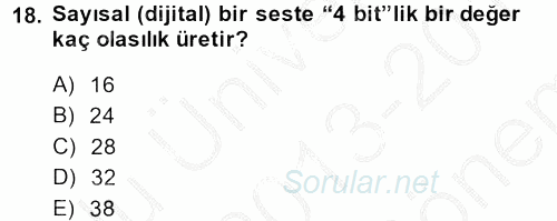 Videonun Kullanım Alanları 2013 - 2014 Dönem Sonu Sınavı 18.Soru