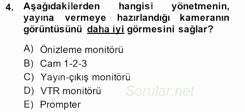 Videonun Kullanım Alanları 2013 - 2014 Dönem Sonu Sınavı 4.Soru