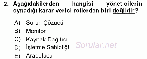 Yönetim ve Organizasyon 1 2016 - 2017 Ara Sınavı 2.Soru