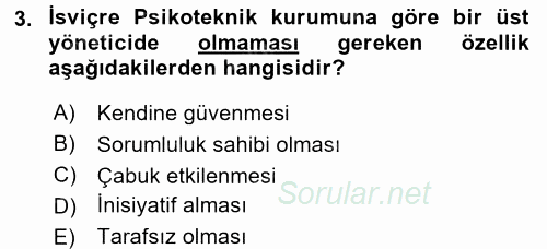 Yönetim ve Organizasyon 1 2016 - 2017 Ara Sınavı 3.Soru