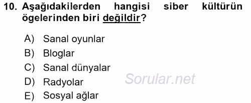 İnternet Yayıncılığı 2017 - 2018 3 Ders Sınavı 10.Soru