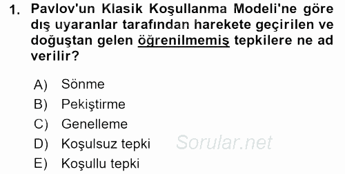 Davranış Bilimleri 2 2015 - 2016 Tek Ders Sınavı 1.Soru