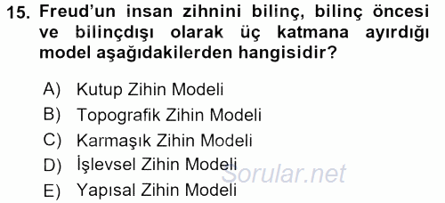 Davranış Bilimleri 2 2015 - 2016 Tek Ders Sınavı 15.Soru