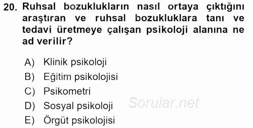 Davranış Bilimleri 2 2015 - 2016 Tek Ders Sınavı 20.Soru