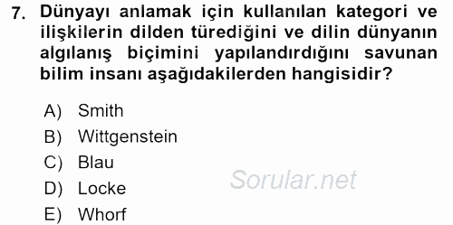 Davranış Bilimleri 2 2015 - 2016 Tek Ders Sınavı 7.Soru