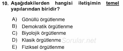 Medya Sosyolojisi 2015 - 2016 Ara Sınavı 10.Soru
