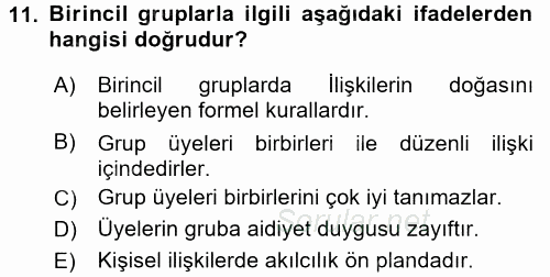 Medya Sosyolojisi 2015 - 2016 Ara Sınavı 11.Soru