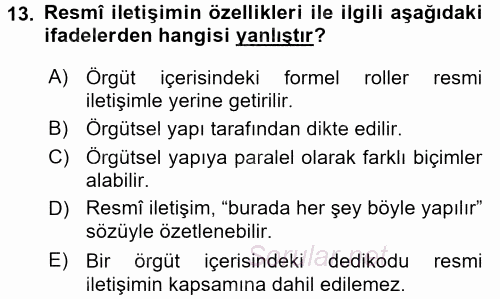 Medya Sosyolojisi 2015 - 2016 Ara Sınavı 13.Soru