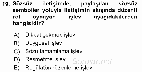 Medya Sosyolojisi 2015 - 2016 Ara Sınavı 19.Soru