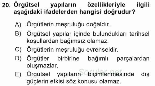 Medya Sosyolojisi 2015 - 2016 Ara Sınavı 20.Soru