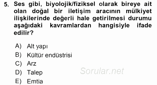 Medya Sosyolojisi 2015 - 2016 Ara Sınavı 5.Soru