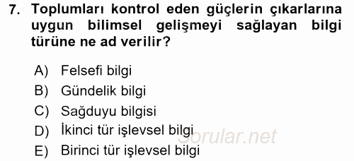 Medya Sosyolojisi 2015 - 2016 Ara Sınavı 7.Soru